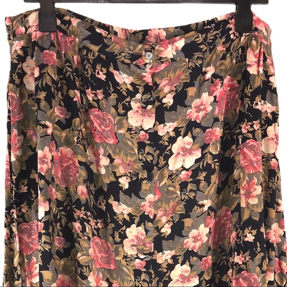 Vintage 1990s Floral Button Down Skirt - Picture 2 of 9